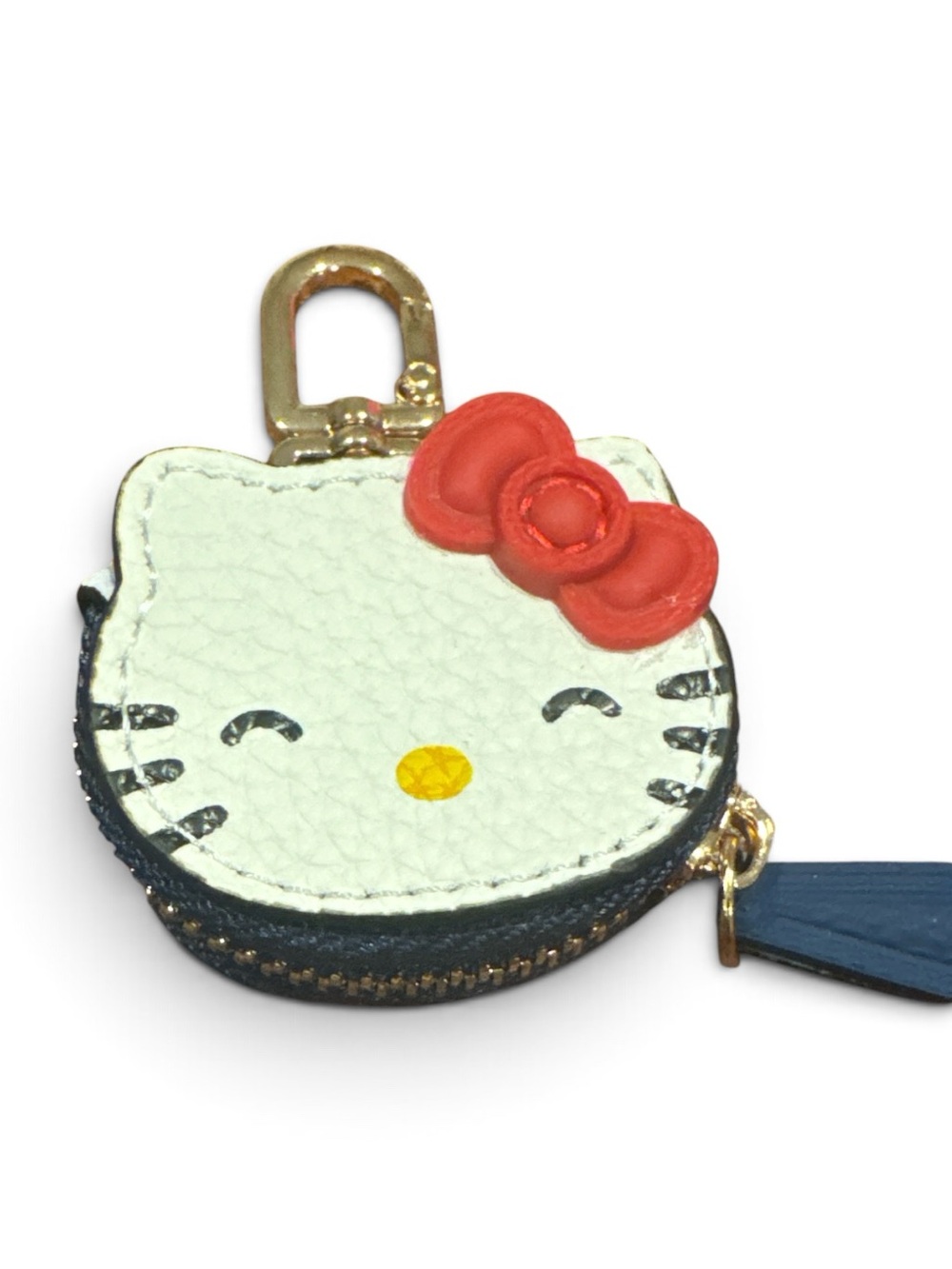 Hello Kitty White Coin Pouch with Red Bow and Navy Zip Pull